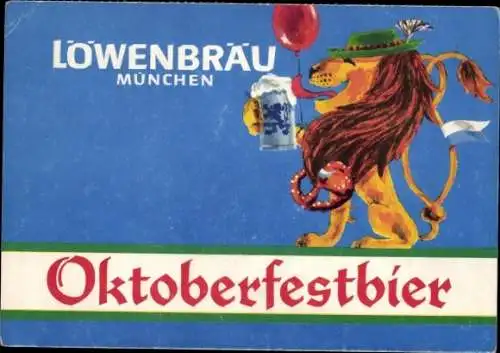 Künstler Ak Reklame, Löwenbier Brauerei München, Oktoberfestbier