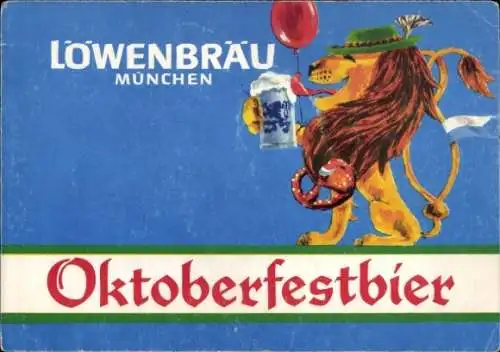 Künstler Ak Reklame, Löwenbier Brauerei München, Oktoberfestbier