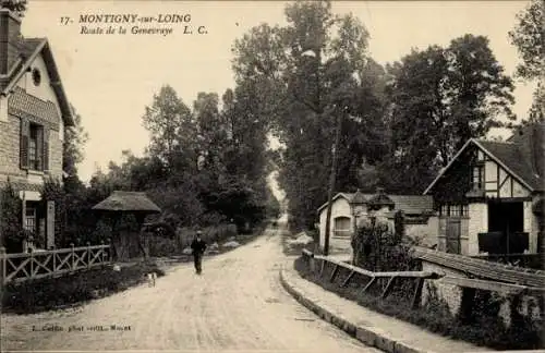 Ak Montigny sur Loing Seine et Marne, Route de la Genevraye