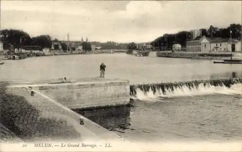 Ak Melun Seine et Marne, Grand Barrage