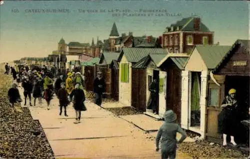 Ak Cayeux sur Mer Somme, Strand, Promenade des Planches et les Villas