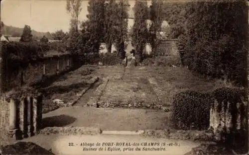 Ak Magny les Hameaux Yvelines, Abtei Port-Royal des Champs, Ruines d'Eglise, prise du Sanctuaire