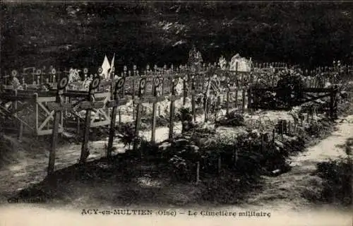 Ak Acy en Multien Oise, Militärfriedhof