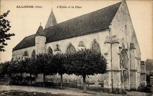 Ak Allonne Oise, Kirche, Platz