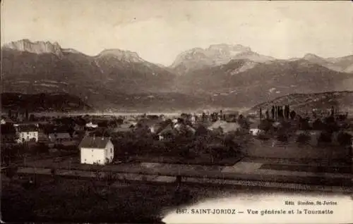 Ak Saint Jorioz Haute Savoie, vue generale, la Tournette