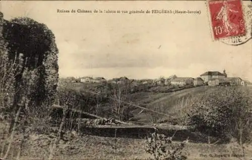 Ak Feigeres Haute Savoie, Ruines du Chateau de la Salette, vue generale