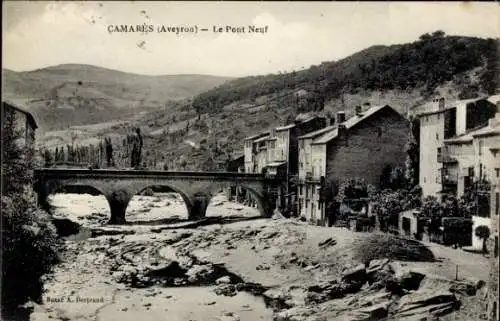 Ak Camares Aveyron, Pont Neuf, Flussbett