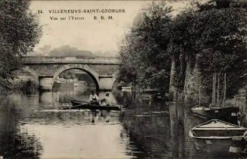 Ak Villeneuve Saint Georges Val de Marne, Vue sur l'Yerres