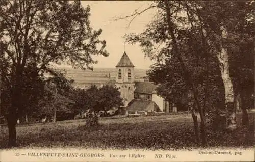 Ak Villeneuve Saint Georges Val de Marne, Vue sur l'Eglise