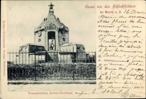 Ak Wœrth sur Sauer Woerth Wörth an der Sauer Elsass Bas Rhin, Franzöisches Armee-Denkmal