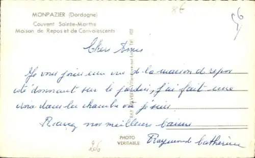 Ak Monpazier Dordogne, Sainte-Marthe Maison de Repos et de Convalescents