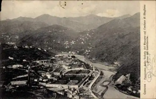 Ak Genova Liguria, Panorama della Vallata del Bisagno col Cimitero di Steglieno