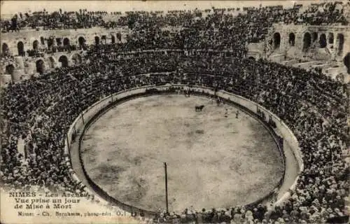 Ak Nimes, Stierkampf Arena, Vue prise un jour de Mise a Mort