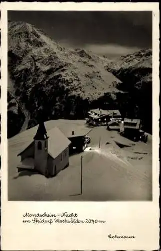 Ak Hochsölden Sölden in Tirol, Gesamtansicht, Mondschein, Nacht, Winter