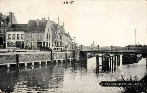 Ak Furnes Veurne Westflandern, Pont de Nieuport et Rue de la Gare, Flusspartie mit Brücke