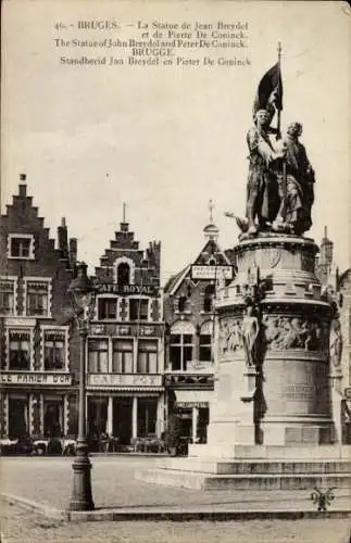 Ak Brügge Brügge Flandern Westflandern, Statue von Jean Breydel und Pierre de Coninck