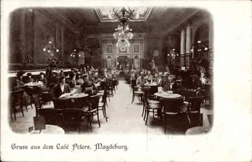 Ak Magdeburg an der Elbe, Café Peters, Innenansicht