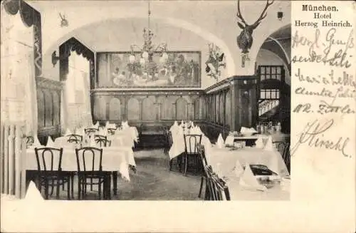 Ak München, Hotel Herzog Heinrich, Innenansicht