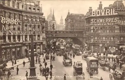 Ak London City England, Ludgate Hill, St. Pauls vom Ludgate Circus