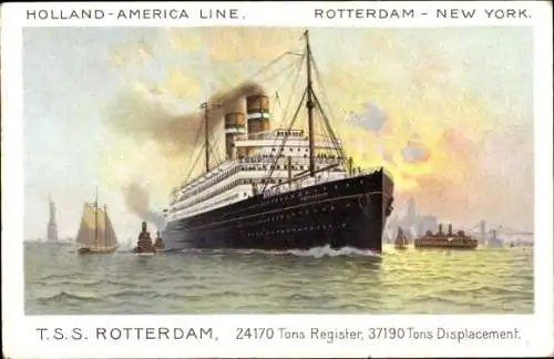 Ak Dampfschiff Rotterdam, HAL, Holland America Line