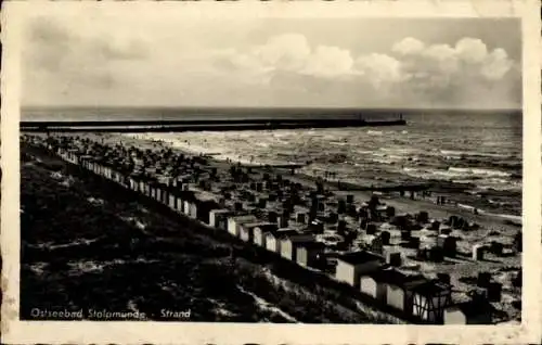 Ak Ustka Stolpmünde Pommern, Strand