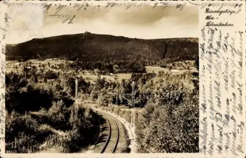 Ak Szklarska Poręba Ober-Schreiberhau Riesengebirge Schlesien, Panorama, Bahngleise