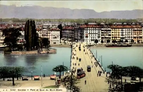 Ak Genf Genf Schweiz, Brücke und Quai du Mont Blanc