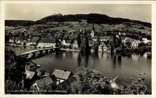 Ak Stein am Rhein Kanton Schaffhausen, Schloss Hohenklingen gegen den Ort