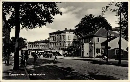 Ak Eberswalde im Kreis Barnim, Alsenplatz, Geschäfte