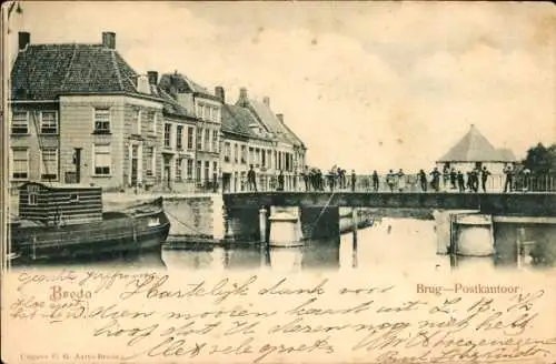 Ak Breda Nordbrabant Niederlande, Brücke, Postamt