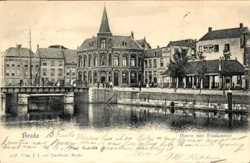 Ak Breda Nordbrabant Niederlande, Hafen, Postamt