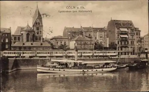 Ak Köln am Rhein, Lyskirchen am Holzmarkt, Dampfer