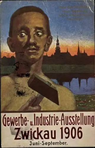 Künstler Ak Zwickau, Gewerbe- und Industrie-Ausstellung 1906, Nr. 1 Amtliche Postkarte