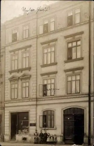 Foto Ak Zwickau, Wohnhaus Zwickauer Straße 32, 37, Fleischerei Max Wolf, Anwohner