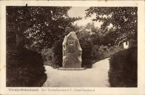 Ak Viersen Hohenbusch in Nordrhein Westfalen, Am Kommerzienrat F. Greef Denkmal