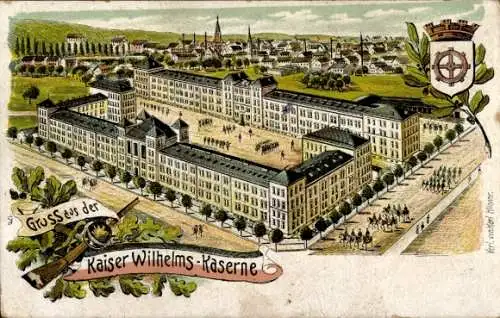 Litho Mulhouse Mülhausen Elsass Haut Rhin, Kaiser Wilhelms Kaserne