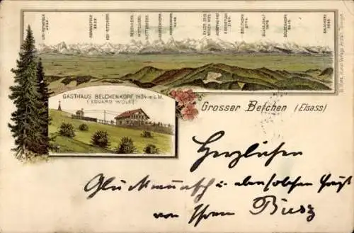 Litho Soultz Sulz Elsass Haut Rhin, Großer Belchen, Gasthof Belchenkopf