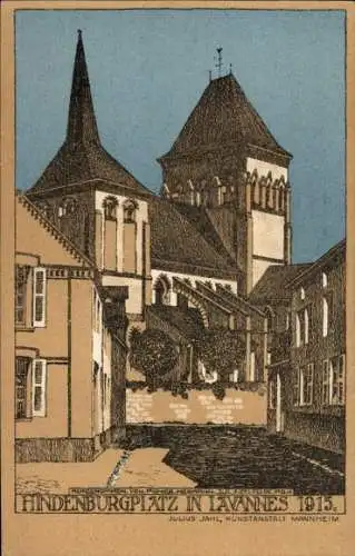 Künstler Ak Lavannes Marne, Hindenburgplatz 1915