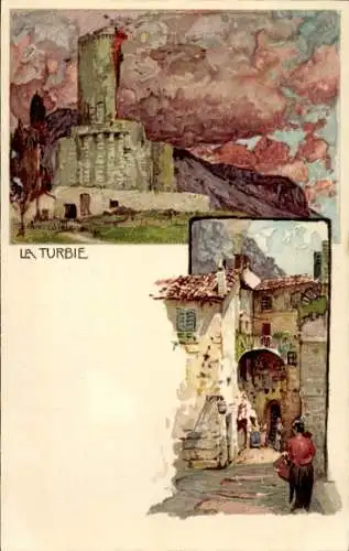 Künstler Litho Wielandt, Manuel, La Turbie Alpes Maritimes Frankreich, Vue générale, Rue