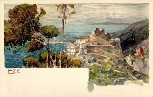 Künstler Litho Wielandt, Manuel, Èze Alpes Maritimes, Vue générale