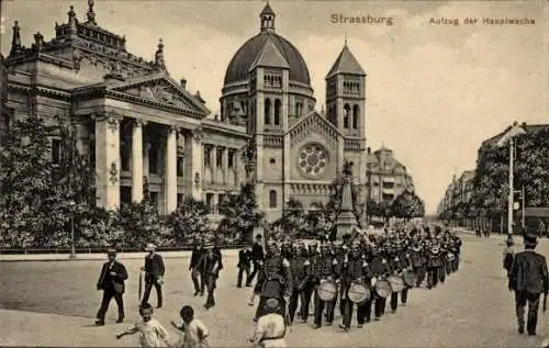 Judaika Ak Strasbourg Straßburg Elsass Bas Rhin, Aufzug der Hauptwache, Synagoge