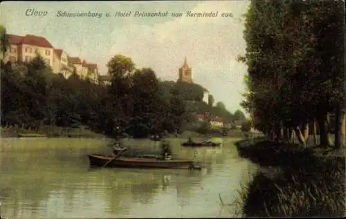 Ak Cleve Kleve, Schwanenburg und Hotel Prinzenhof von Kermisdal aus