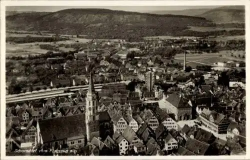 Ak Schorndorf in Württemberg, Fliegeraufnahme, Kirche