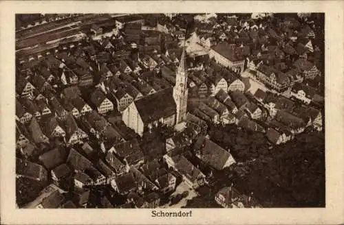 Ak Schorndorf in Württemberg, Fliegeraufnahme, Kirche