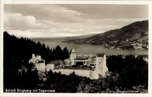 Ak Kreuth am Tegernsee Oberbayern, Schloss Ringberg, Fliegeraufnahme