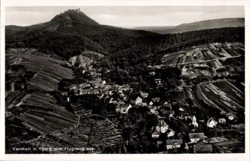 Ak Varnhalt Baden Baden am Schwarzwald, Fliegeraufnahme, Yburg