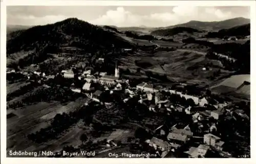 Ak Schönberg in Niederbayern, Fliegeraufnahme