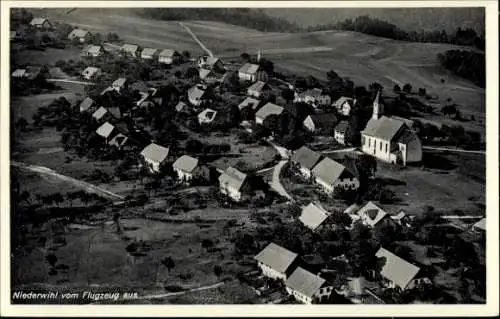 Ak Niederwihl Görwihl in Baden Württemberg, Fliegeraufnahme, Panorama vom Ort