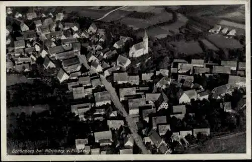 Ak Schönberg Lauf an der Pegnitz in Mittelfranken Bayern, Fliegeraufnahme