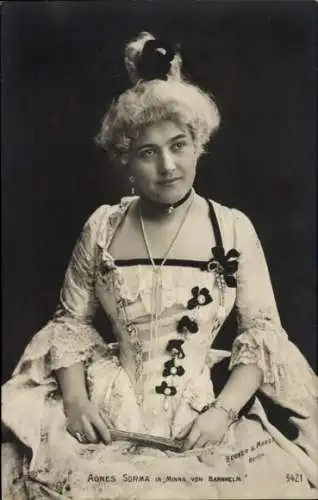 Ak Schauspielerin Agnes Sorma, Portrait, Minna von Barnhelm